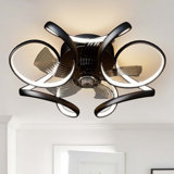Flush Mount Dimmable Ceiling Fan With LED Lights 